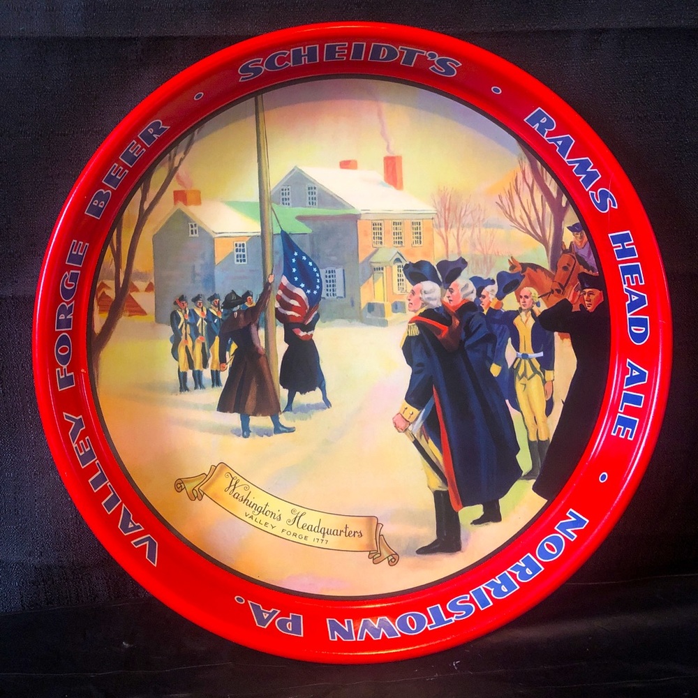 Valley Forge Beer Scheidt’s Rams Head 12” serving tray 1976 George Washington